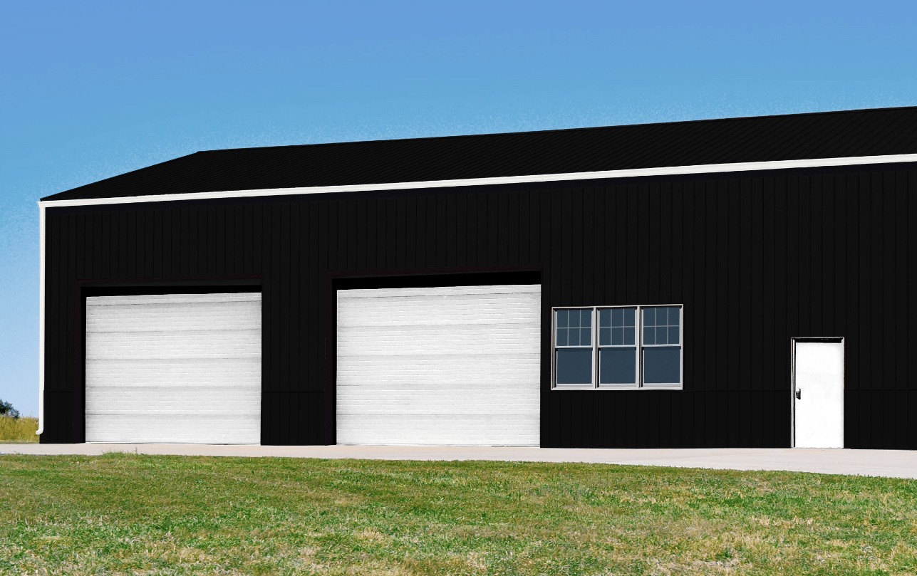 White metal roofing and siding panels on a building